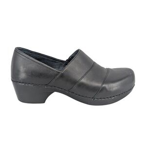 Dansko Black Leather Slip On Clogs Comfort Work Shoes Womens 37 US 6.5